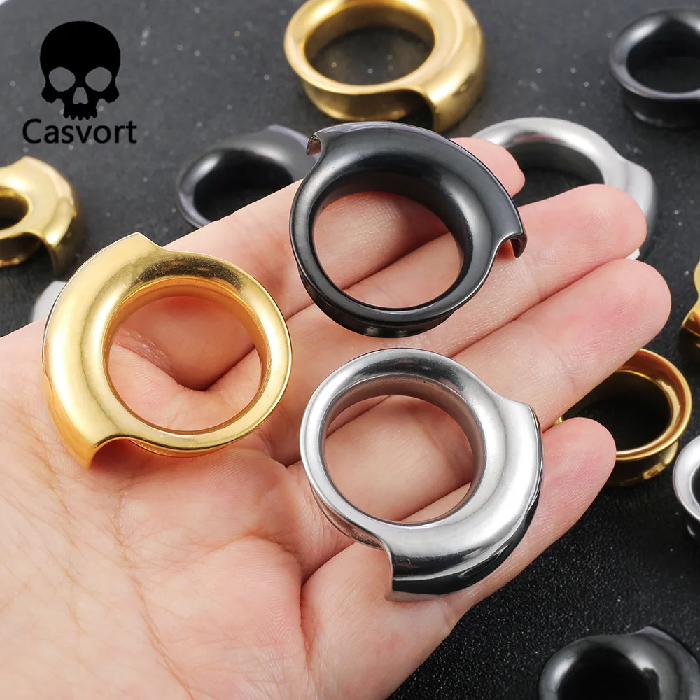 Casvort 2PCS 316 Stainless Steel Hypoallergenic Ear Gauge Plugs Saddle Hangers Weights Stretcher Ear Piercing Women Body Jewelry