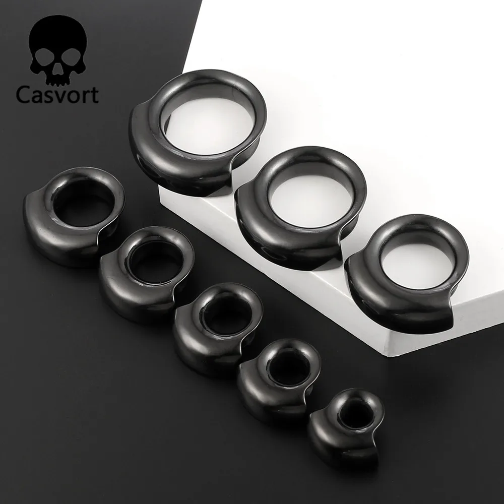 Casvort 2PCS 316 Stainless Steel Hypoallergenic Ear Gauge Plugs Saddle Hangers Weights Stretcher Ear Piercing Women Body Jewelry