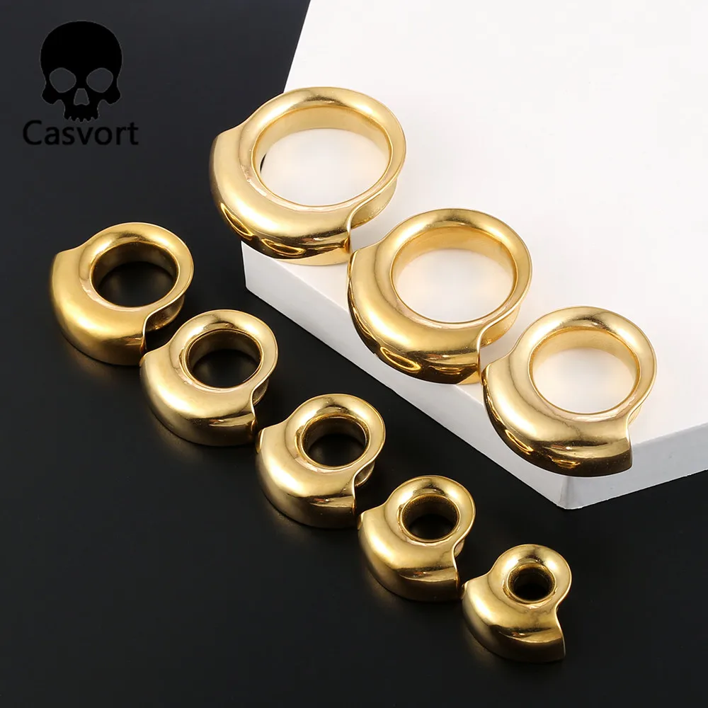 Casvort 2PCS 316 Stainless Steel Hypoallergenic Ear Gauge Plugs Saddle Hangers Weights Stretcher Ear Piercing Women Body Jewelry