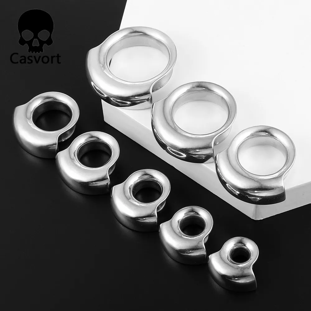 Casvort 2PCS 316 Stainless Steel Hypoallergenic Ear Gauge Plugs Saddle Hangers Weights Stretcher Ear Piercing Women Body Jewelry