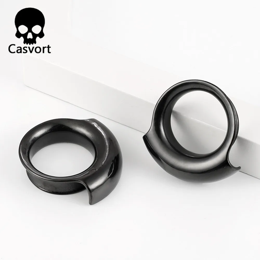 Casvort 2PCS 316 Stainless Steel Hypoallergenic Ear Gauge Plugs Saddle Hangers Weights Stretcher Ear Piercing Women Body Jewelry