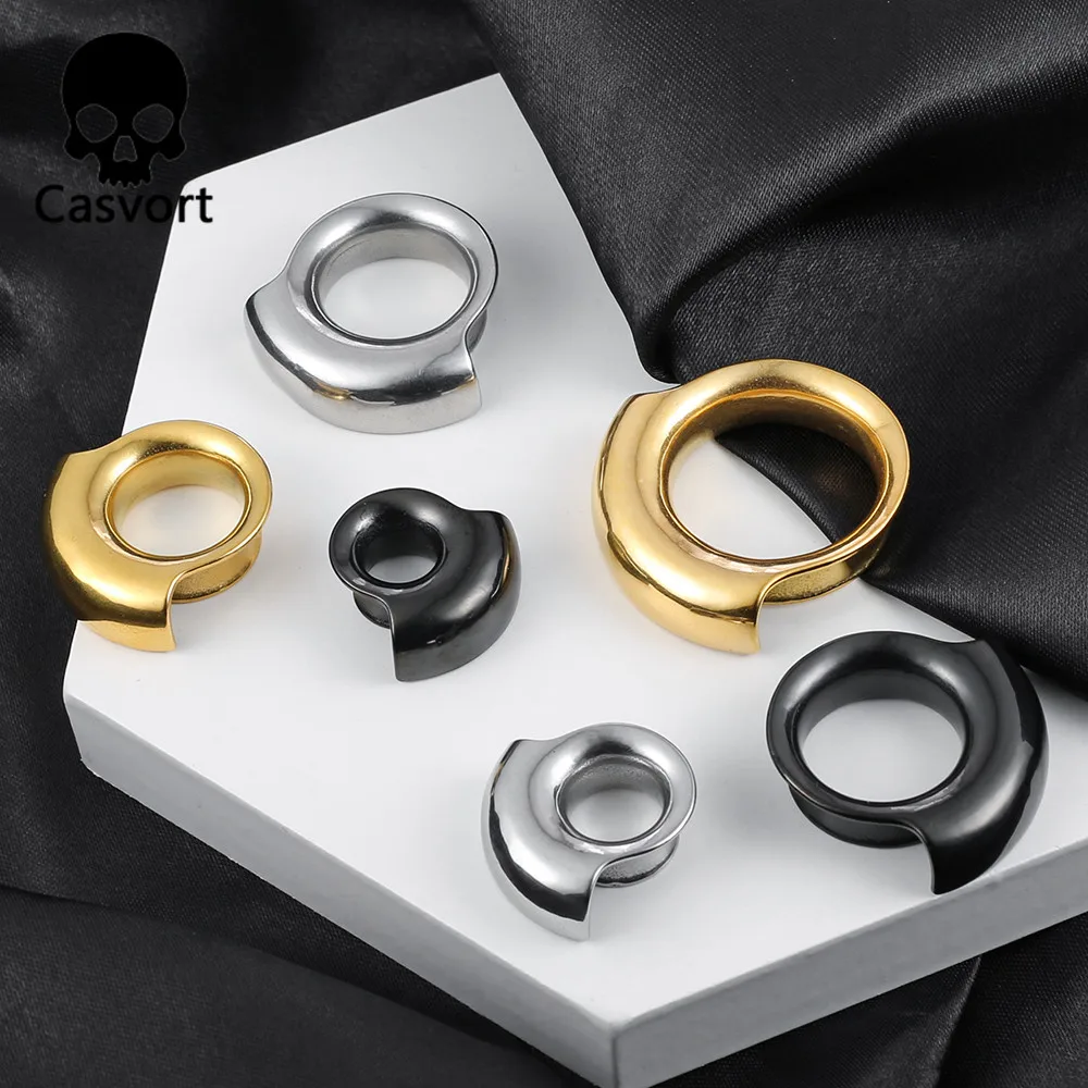 Casvort 2PCS 316 Stainless Steel Hypoallergenic Ear Gauge Plugs Saddle Hangers Weights Stretcher Ear Piercing Women Body Jewelry