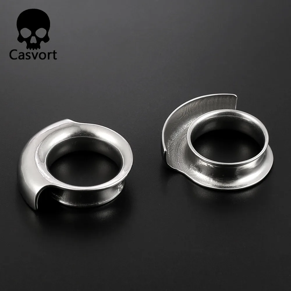 Casvort 2PCS 316 Stainless Steel Hypoallergenic Ear Gauge Plugs Saddle Hangers Weights Stretcher Ear Piercing Women Body Jewelry