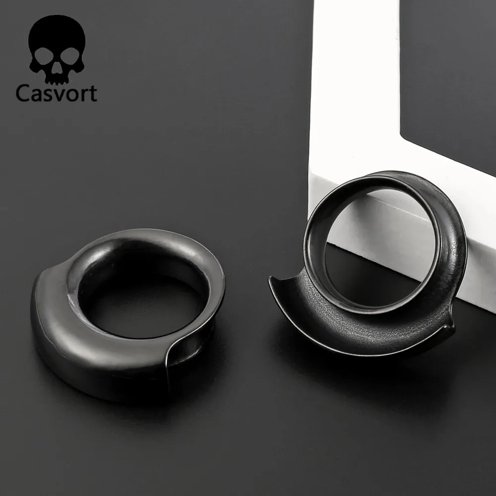 Casvort 2PCS 316 Stainless Steel Hypoallergenic Ear Gauge Plugs Saddle Hangers Weights Stretcher Ear Piercing Women Body Jewelry