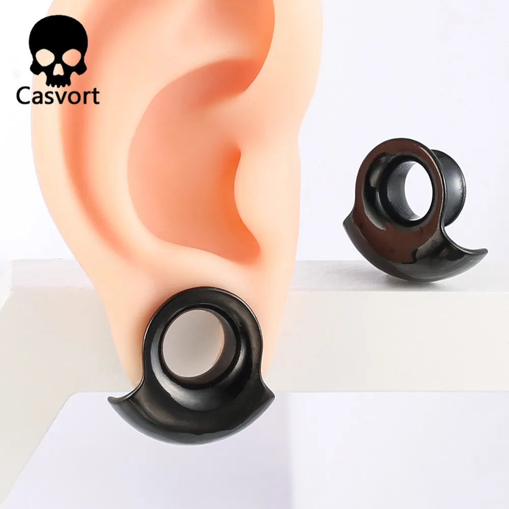 Casvort 2PCS 316 Stainless Steel Hypoallergenic Ear Gauge Plugs Saddle Hangers Weights Stretcher Ear Piercing Women Body Jewelry