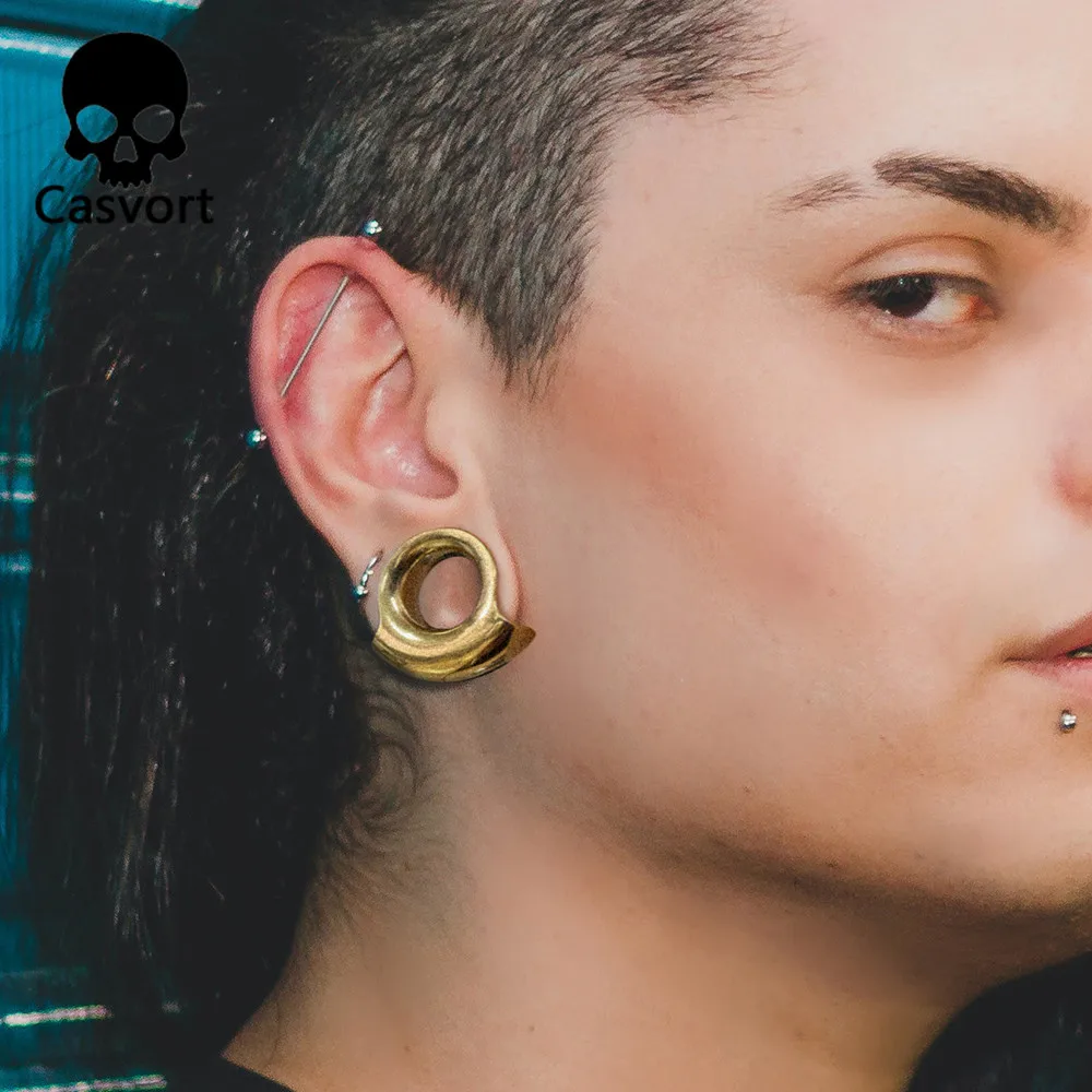 Casvort 2PCS 316 Stainless Steel Hypoallergenic Ear Gauge Plugs Saddle Hangers Weights Stretcher Ear Piercing Women Body Jewelry