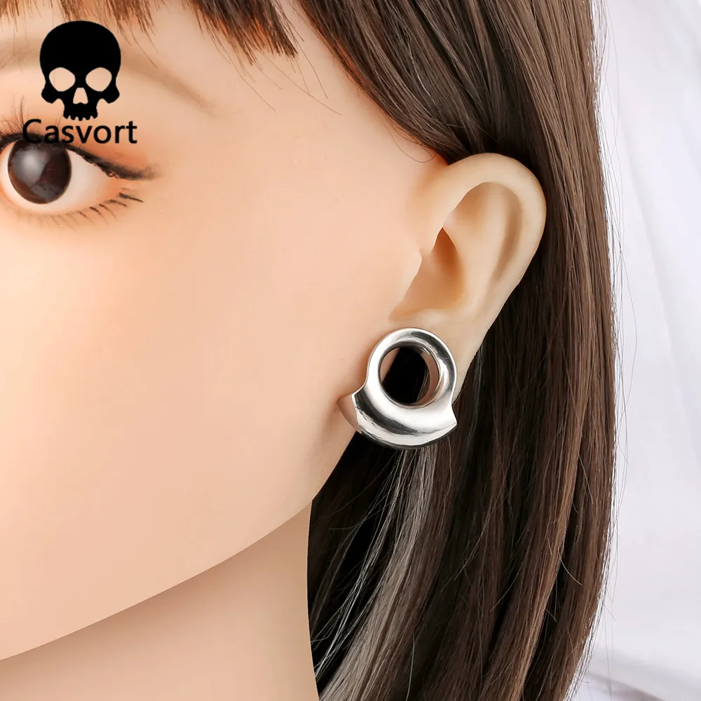 Casvort 2PCS 316 Stainless Steel Hypoallergenic Ear Gauge Plugs Saddle Hangers Weights Stretcher Ear Piercing Women Body Jewelry