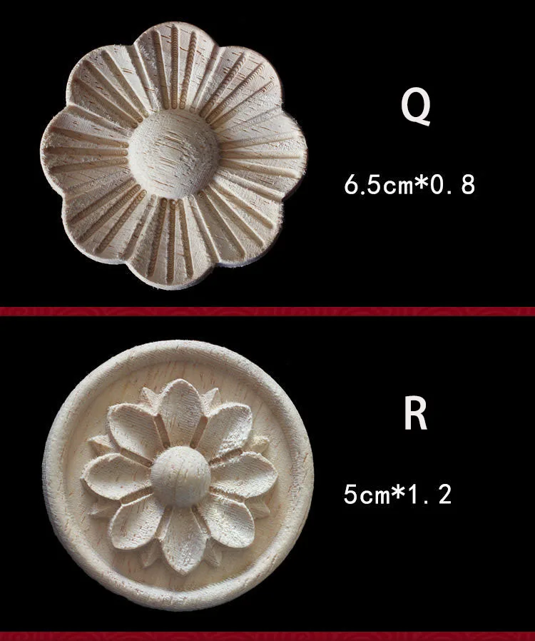 Wood Floral Appliques for Furniture Antique Onlays Moulding Home Decor Wood Carving Decoration Wall Wood Decal Vintage Figurines