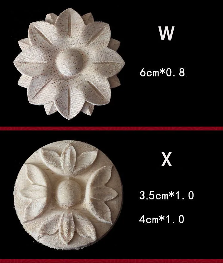 Wood Floral Appliques for Furniture Antique Onlays Moulding Home Decor Wood Carving Decoration Wall Wood Decal Vintage Figurines