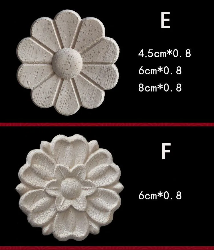 Wood Floral Appliques for Furniture Antique Onlays Moulding Home Decor Wood Carving Decoration Wall Wood Decal Vintage Figurines