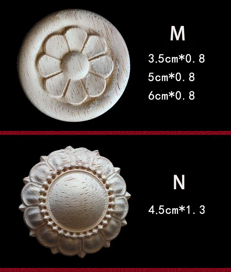 Wood Floral Appliques for Furniture Antique Onlays Moulding Home Decor Wood Carving Decoration Wall Wood Decal Vintage Figurines
