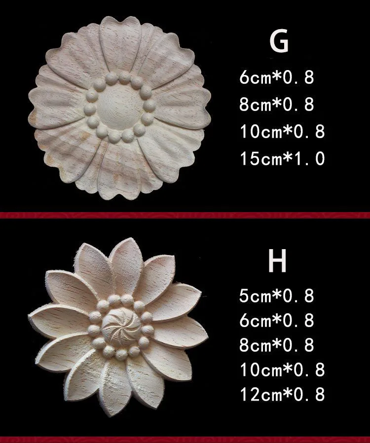 Wood Floral Appliques for Furniture Antique Onlays Moulding Home Decor Wood Carving Decoration Wall Wood Decal Vintage Figurines