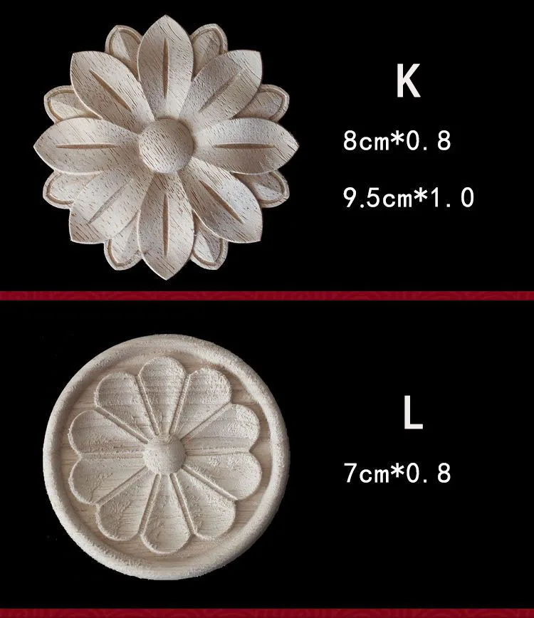 Wood Floral Appliques for Furniture Antique Onlays Moulding Home Decor Wood Carving Decoration Wall Wood Decal Vintage Figurines