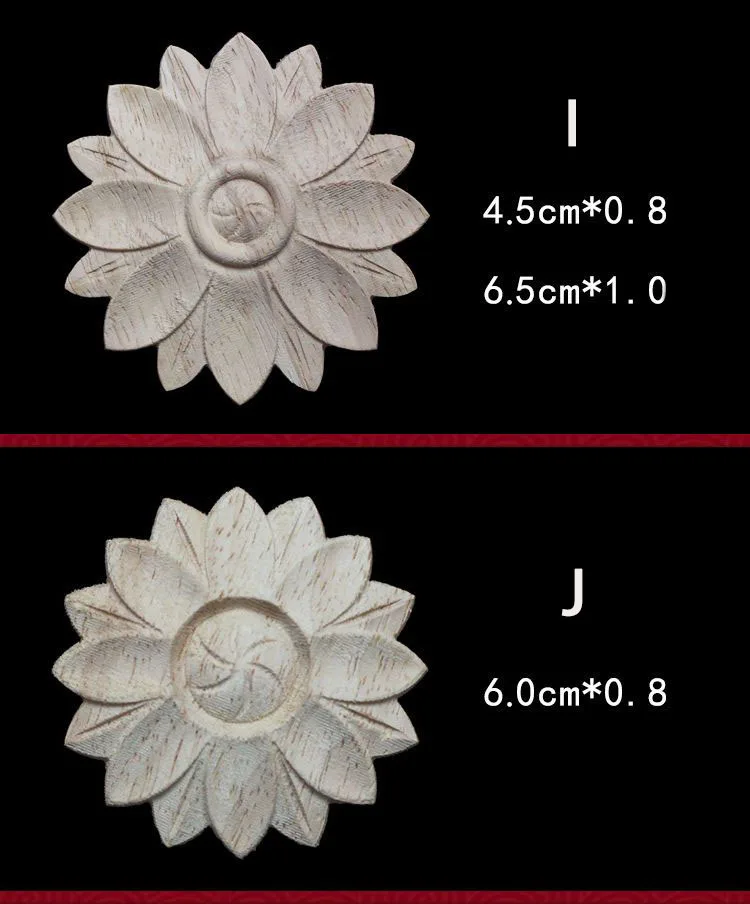 Wood Floral Appliques for Furniture Antique Onlays Moulding Home Decor Wood Carving Decoration Wall Wood Decal Vintage Figurines