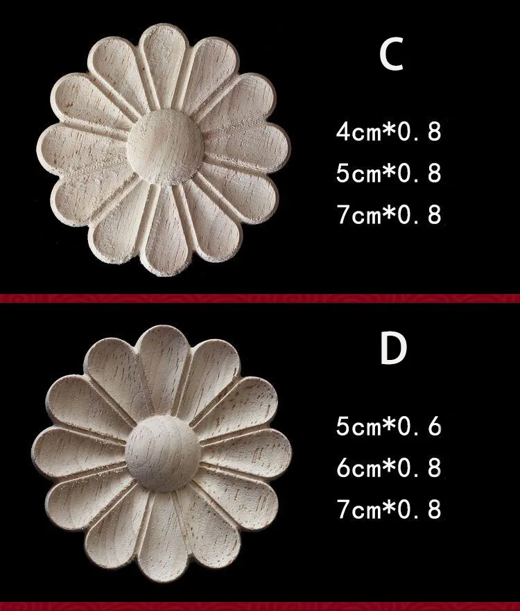 Wood Floral Appliques for Furniture Antique Onlays Moulding Home Decor Wood Carving Decoration Wall Wood Decal Vintage Figurines