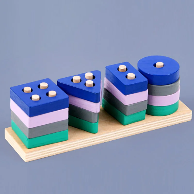 Small Size Toy Wooden Building Blocks Toys Color Shape Match Puzzle Toys for Gifts