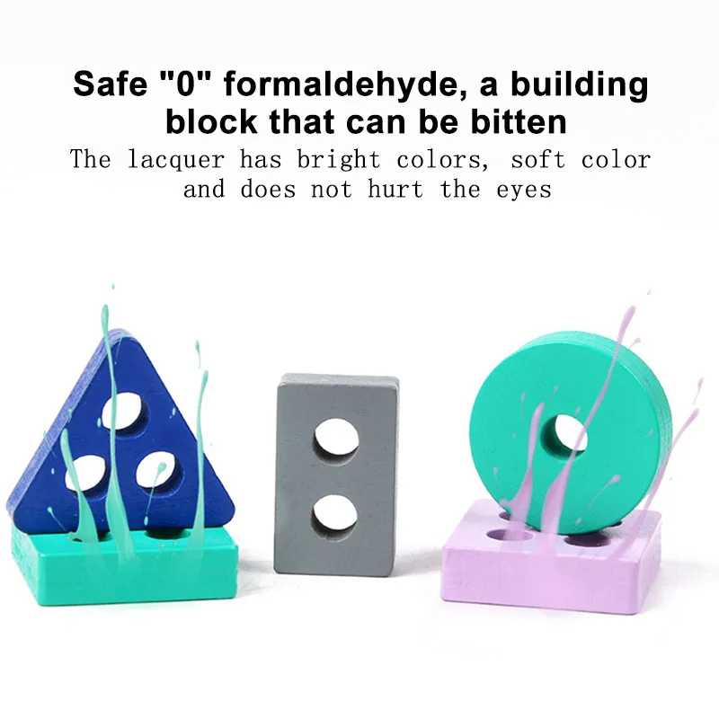 Small Size Toy Wooden Building Blocks Toys Color Shape Match Puzzle Toys for Gifts