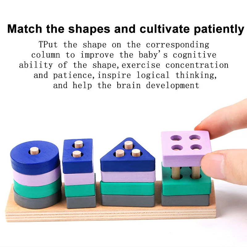 Small Size Toy Wooden Building Blocks Toys Color Shape Match Puzzle Toys for Gifts