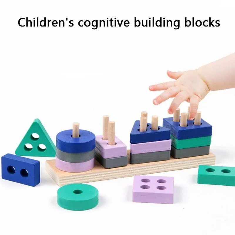 Small Size Toy Wooden Building Blocks Toys Color Shape Match Puzzle Toys for Gifts