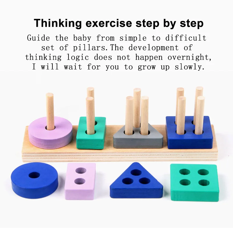 Small Size Toy Wooden Building Blocks Toys Color Shape Match Puzzle Toys for Gifts