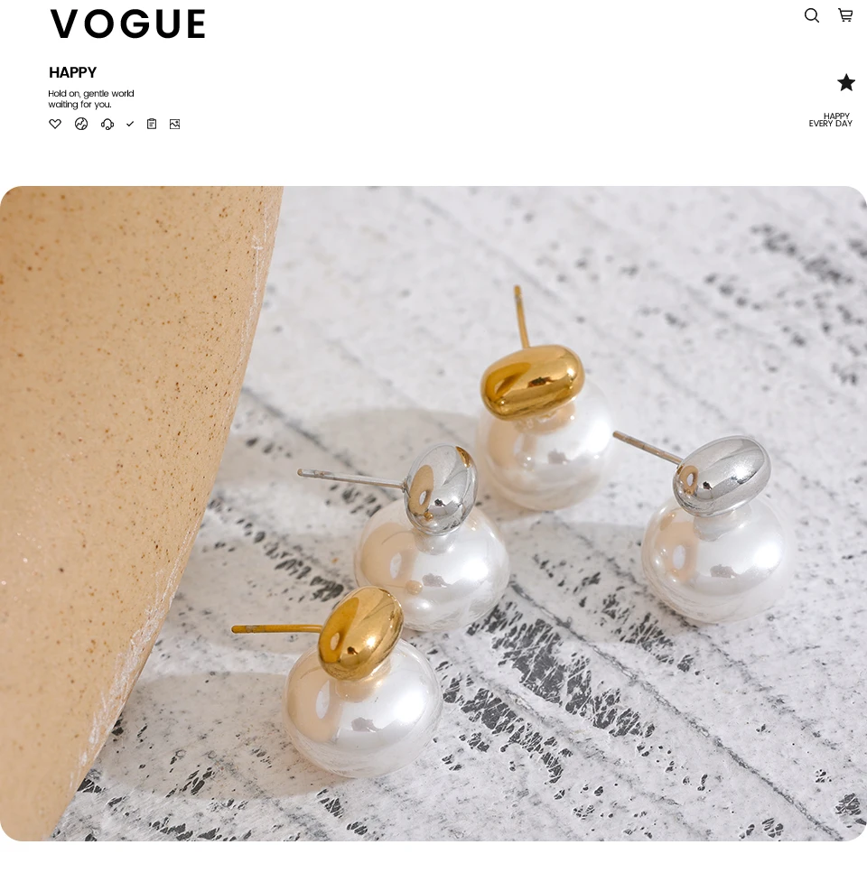 Yhpup 316 Stainless Steel Imitation Pearl Beads No Scratches Stud Earrings Daily Chic Fashion Japan Simple Ear Jewelry for Women