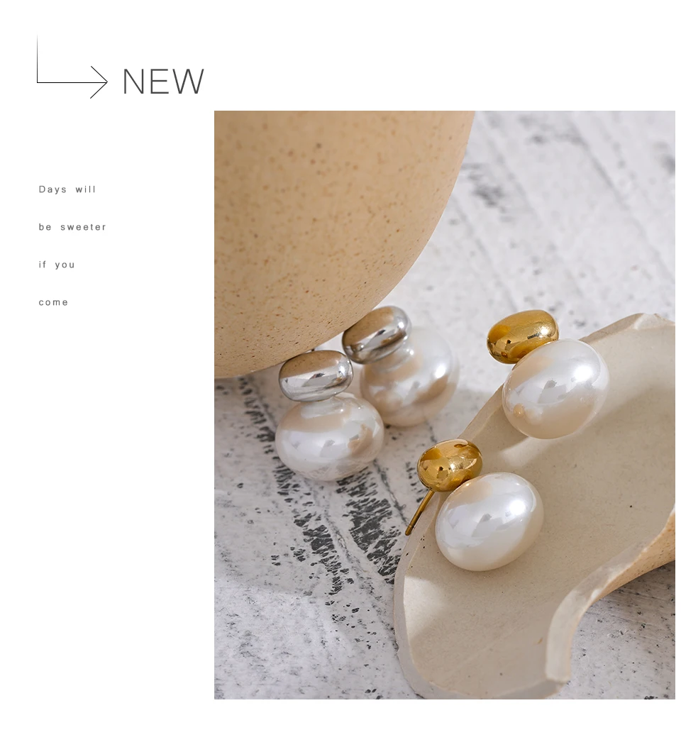 Yhpup 316 Stainless Steel Imitation Pearl Beads No Scratches Stud Earrings Daily Chic Fashion Japan Simple Ear Jewelry for Women