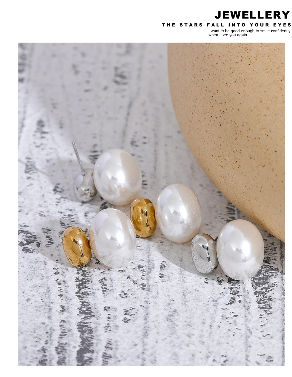 Yhpup 316 Stainless Steel Imitation Pearl Beads No Scratches Stud Earrings Daily Chic Fashion Japan Simple Ear Jewelry for Women