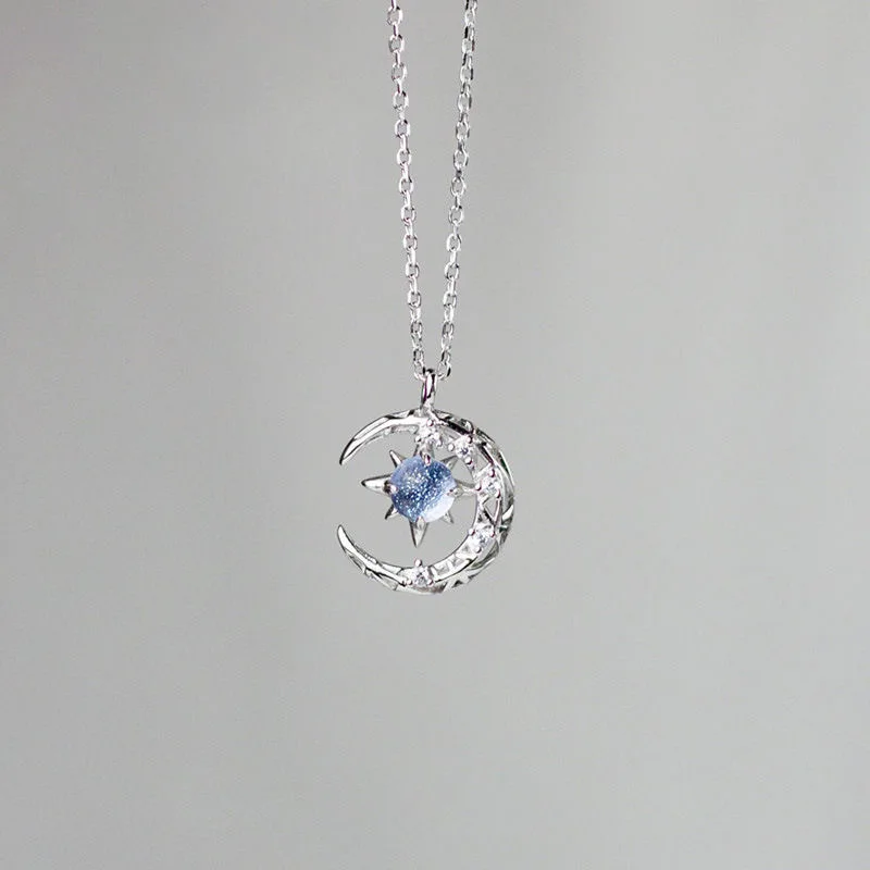 Exquisite Fashion Dream Star Sun Moon Moonlight Stone Necklace for Women Collar Chain Wedding Party Jewelry Gift Wholesale