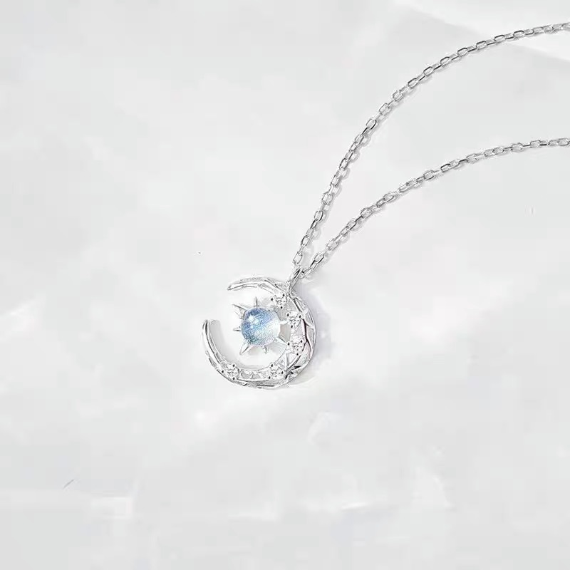Exquisite Fashion Dream Star Sun Moon Moonlight Stone Necklace for Women Collar Chain Wedding Party Jewelry Gift Wholesale