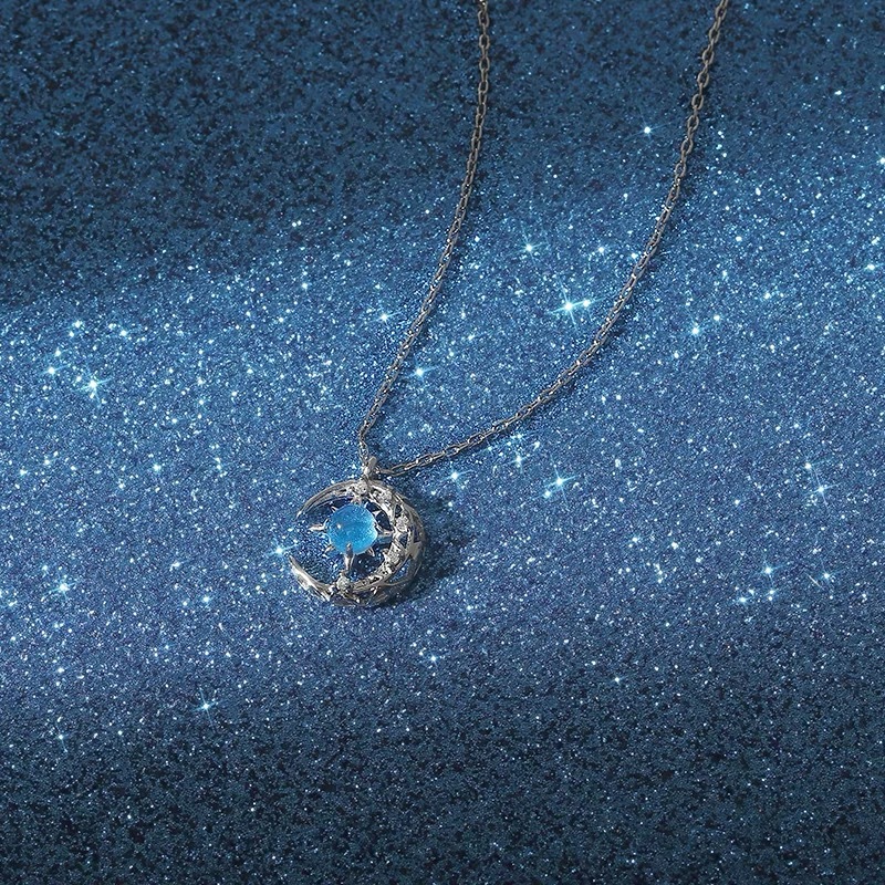 Exquisite Fashion Dream Star Sun Moon Moonlight Stone Necklace for Women Collar Chain Wedding Party Jewelry Gift Wholesale