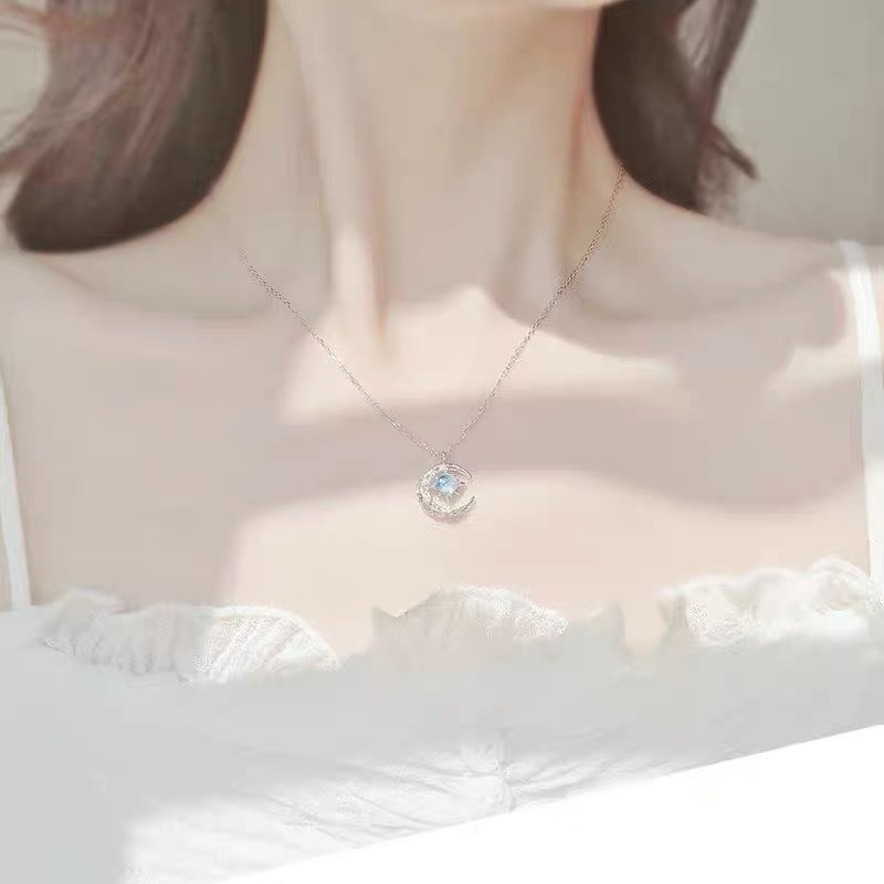 Exquisite Fashion Dream Star Sun Moon Moonlight Stone Necklace for Women Collar Chain Wedding Party Jewelry Gift Wholesale