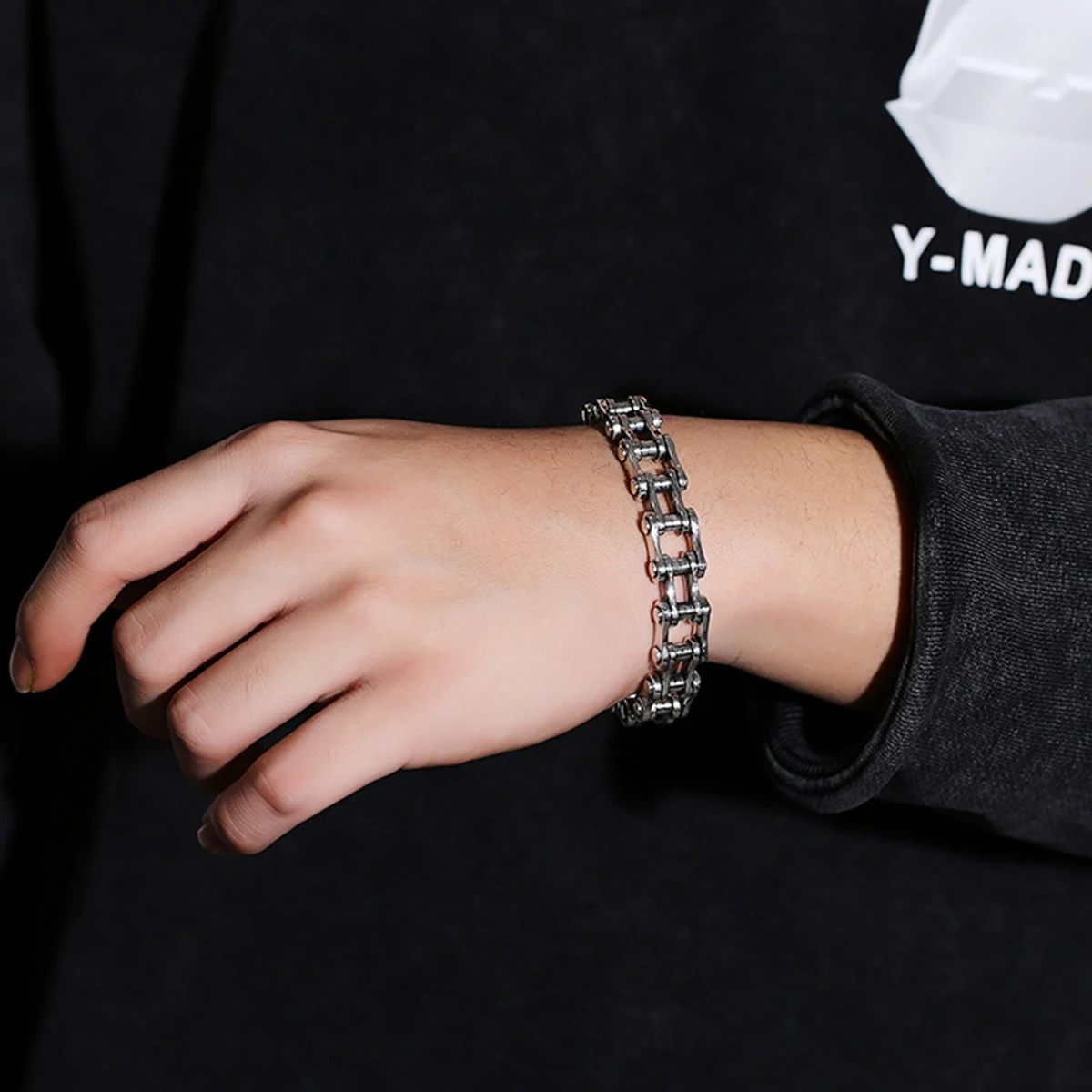 Stainless Steel Biker Chain Bracelet Mens Bracelet Link Chain Motorcycle Bicycle Style Bracelets Fashion Punk Bangles Jewelry