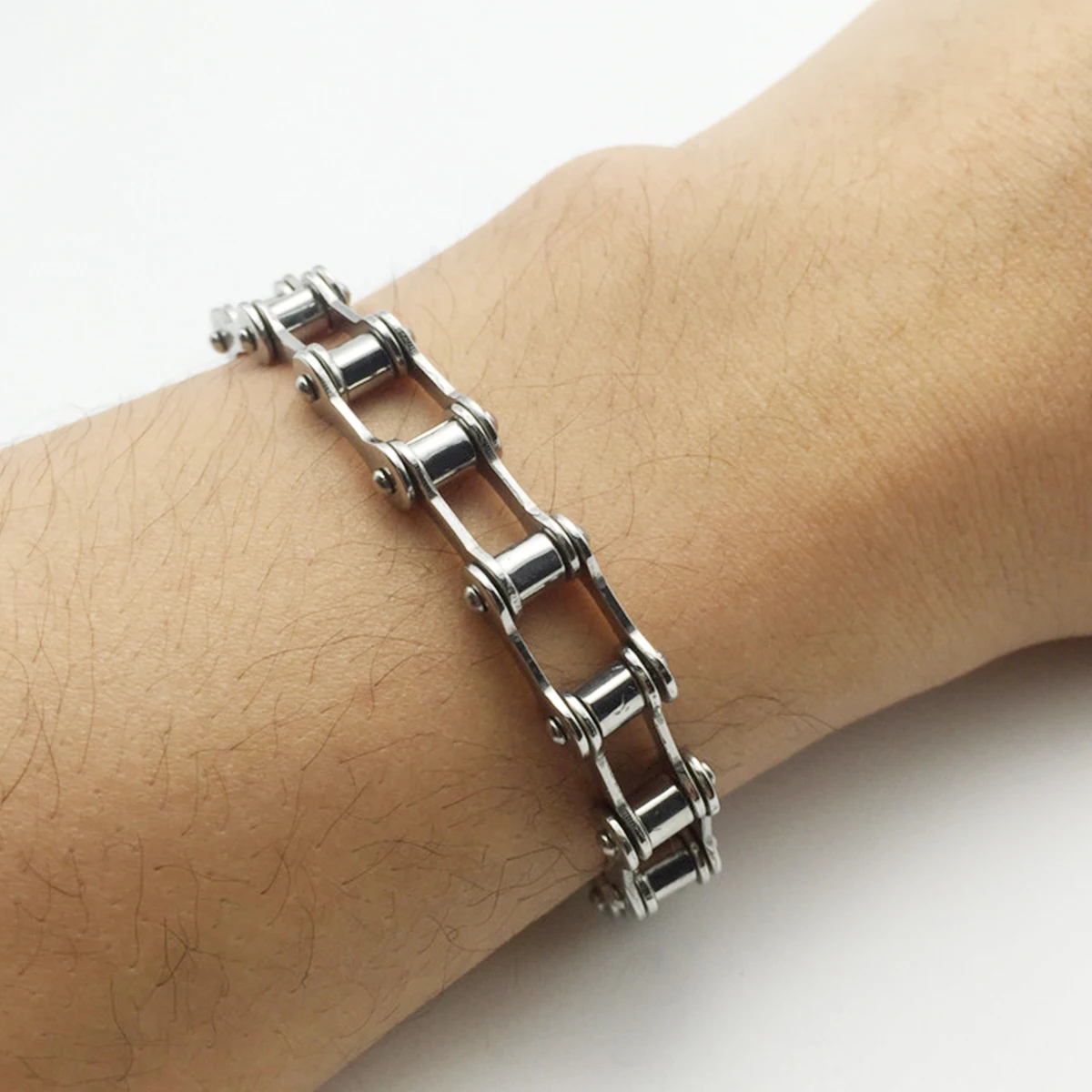 Stainless Steel Biker Chain Bracelet Mens Bracelet Link Chain Motorcycle Bicycle Style Bracelets Fashion Punk Bangles Jewelry