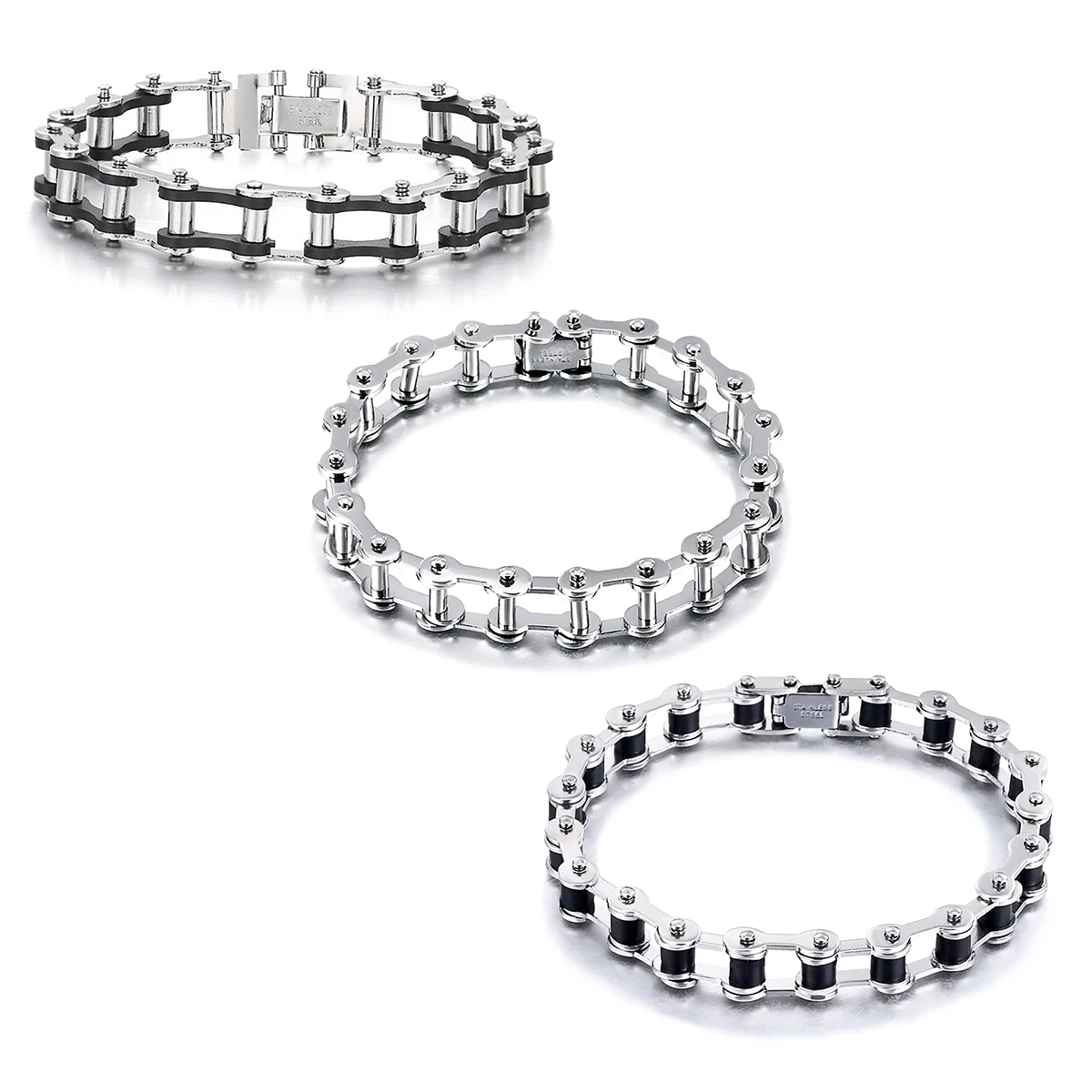 Stainless Steel Biker Chain Bracelet Mens Bracelet Link Chain Motorcycle Bicycle Style Bracelets Fashion Punk Bangles Jewelry