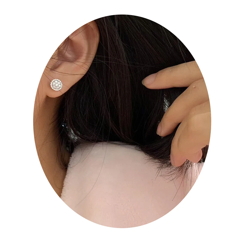 Huitan Dainty Round Shaped Stud Earrings for Women Full White Cubic Zirconia Simple and Classic Female Earrings Wholesale Lots