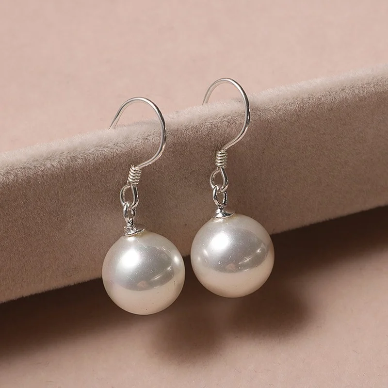 Exquisite Fashion Silver Color Water Imitation Pearls Drop Earrings for Women Shiny Red Green Round Earings Jewelry Gift 2025