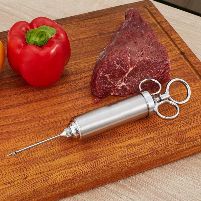 Meat Injector Syringe Kit Grill Turkey BBQ Seasoning Sauce Flavor Needle Cooking Syringe Stainless Steel Injector Cooking Syring