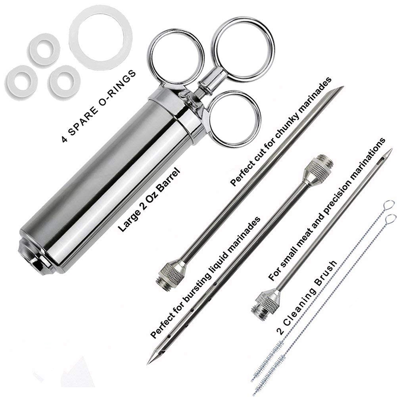 Meat Injector Syringe Kit Grill Turkey BBQ Seasoning Sauce Flavor Needle Cooking Syringe Stainless Steel Injector Cooking Syring