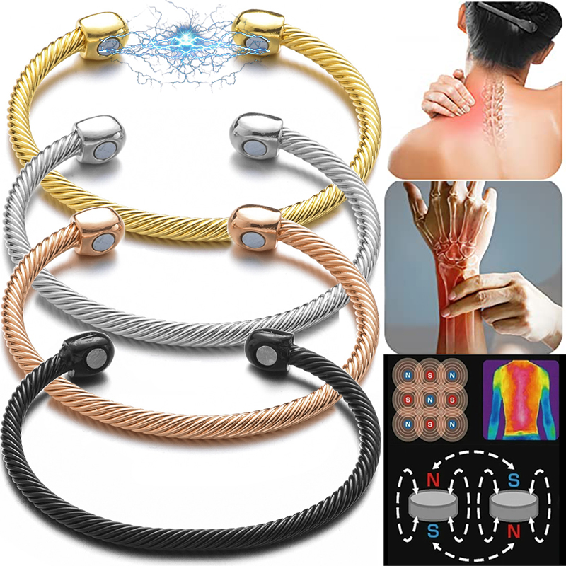 Treatment of Health Energy Open Bracelet Arthritis Pain Relief Twisted Retro Treatment Magnetic Bracelet for Women and Men