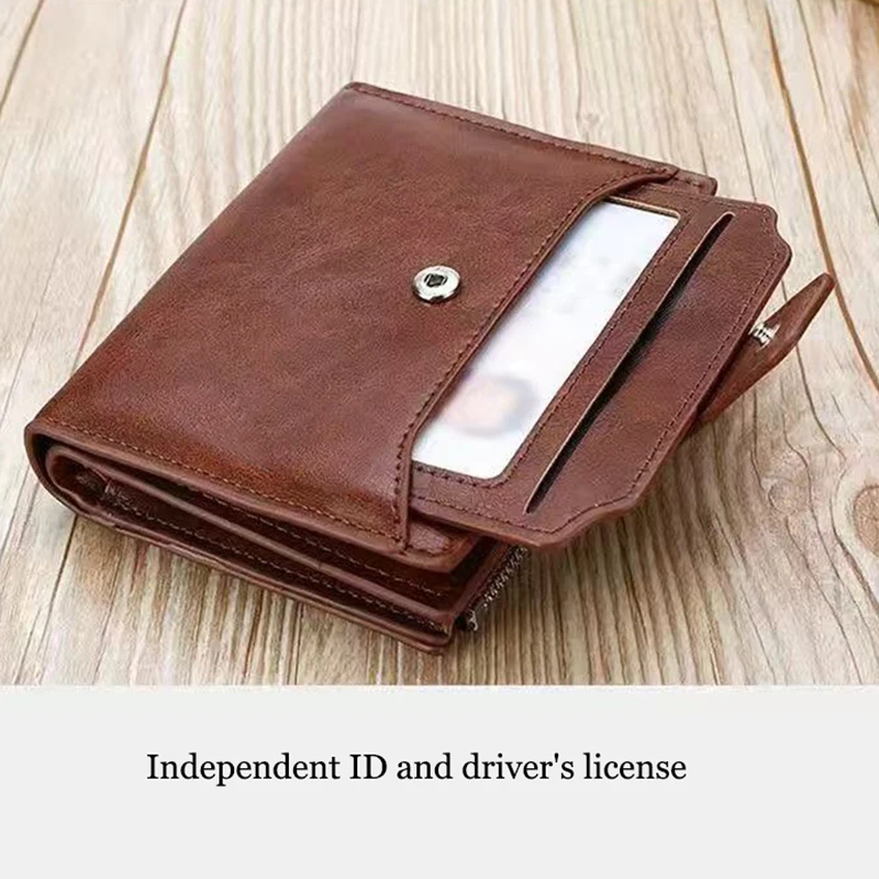 Men's Coin Purse Wallet RFID Anti-theft Man Leather Wallet Zipper Business Card Holder Money Bag Wallet Male