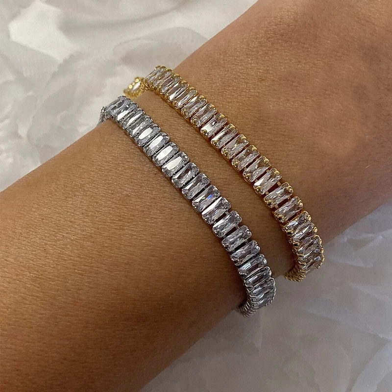 Iced Out Zircon Tennis Bracelet For Women Luxury Crystal Bracelets Men's Hand Chain Hippie Trendy Accessories Jewelry Gifts H167