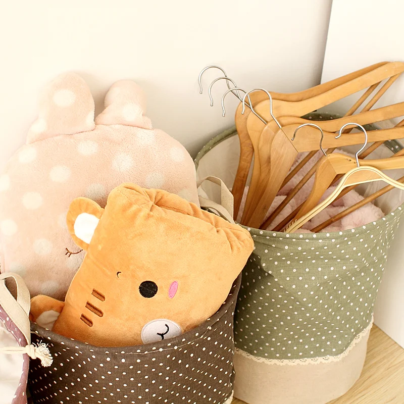 Zakka 3 Sizes The Beam Port Linen Multi-function Handle Stackable Storage Barrel Laundry Basket Toy Storage Box Storage Basket