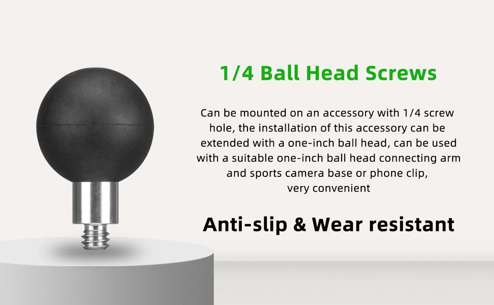 FANAUE Ball Head Adapter for Ram Mount with 1/4'-20 Threaded Post and Stainless Steel B Size1' Ball & 17mm Ball Bicycle Cradle