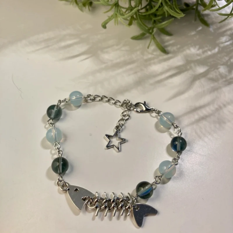 Fishbone Beads Bracelet | Fish Jewelry Gifts | Star & Bead | Cute Minimalist Earrings | Unique Sealife Bracelet | Kawaii Animal