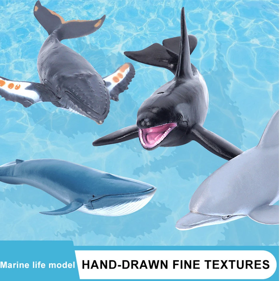 Simulation Marine Sea Life Whale Figurines Shark Cachalot Action Figures Ocean Animal Model Dolphin Hammerhead Educational Toys