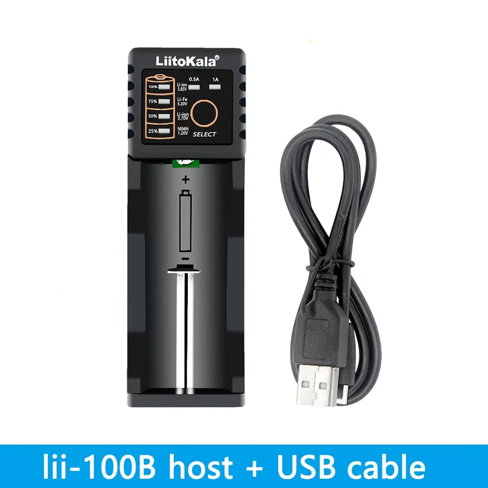 LiitoKala Lii-100B Lii-100 18650 Battery Charger For 26650 16340 RCR123 14500 LiFePO4 1.2V Ni-MH Ni-Cd Smart Charger