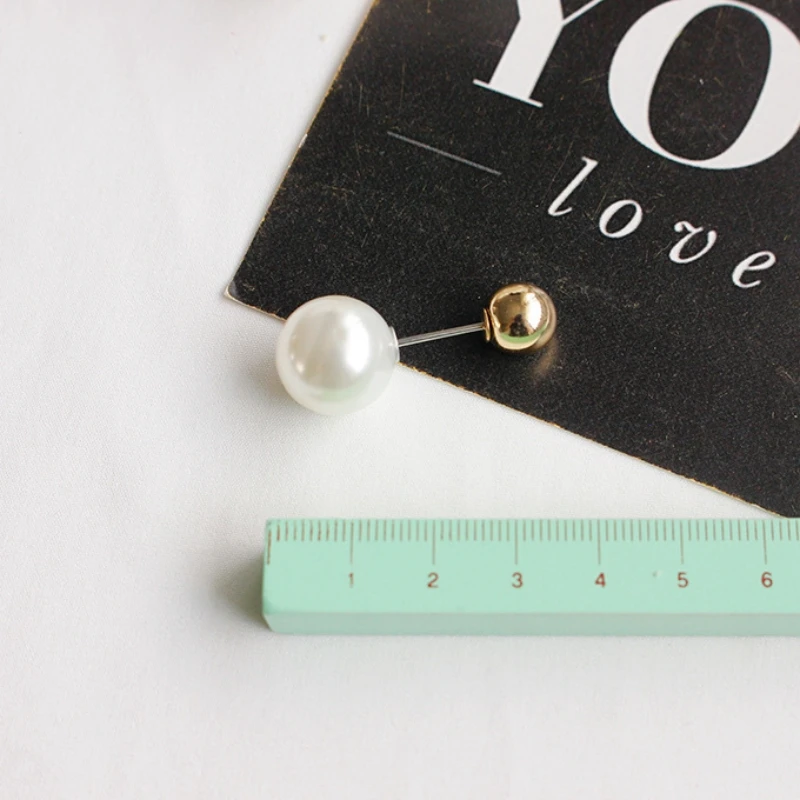 Big White Pearl Golden Ball Beads Clothing Brooches for Women Lapel Safety Sweater Coat Dress Pins Badge Buckle Accessories
