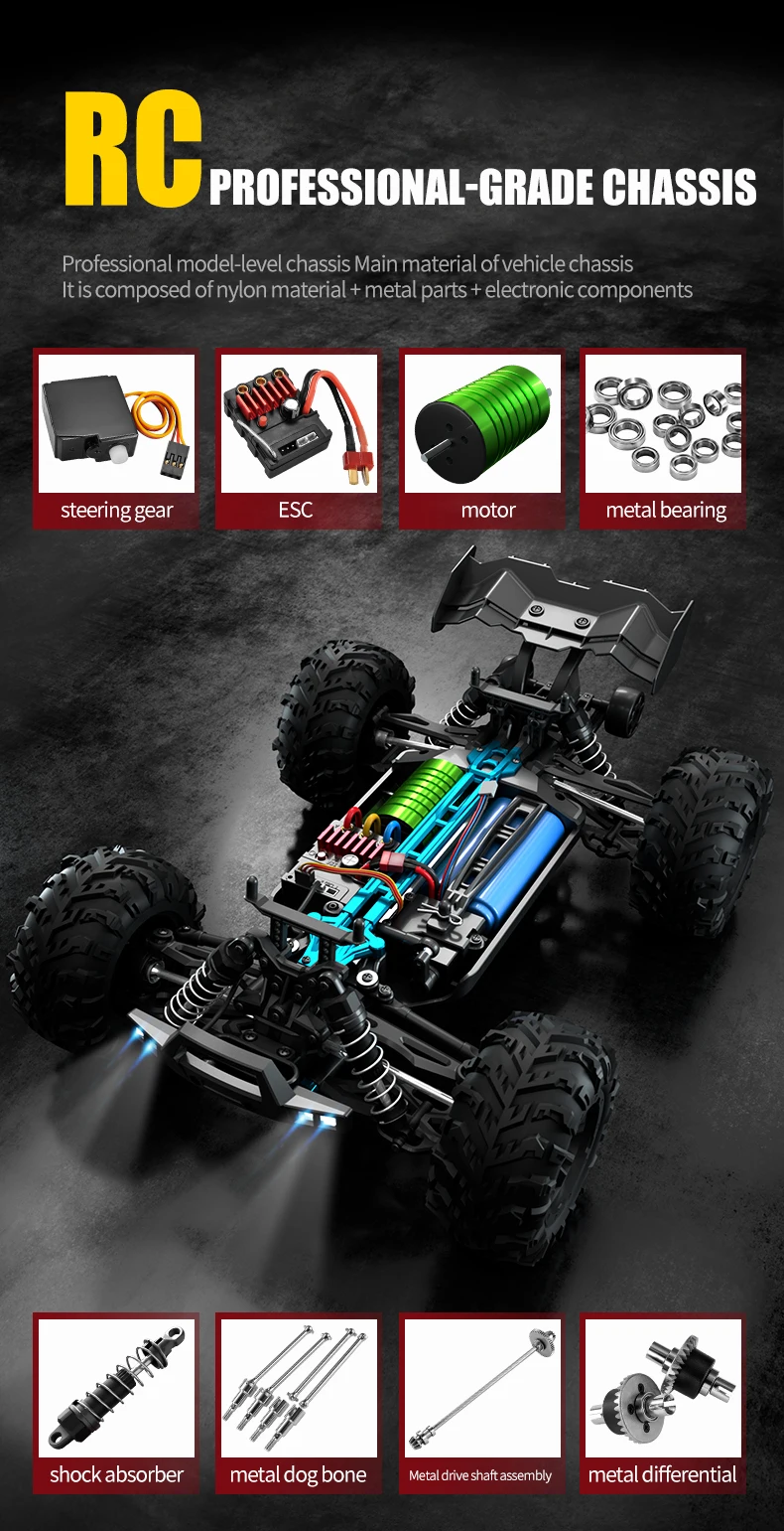 ZWN 1:16 70KM/H Or 50KM/H 4WD RC Car With LED Remote Control Cars High Speed Drift Monster Truck for Kids Vs Wltoys 144001 Toys