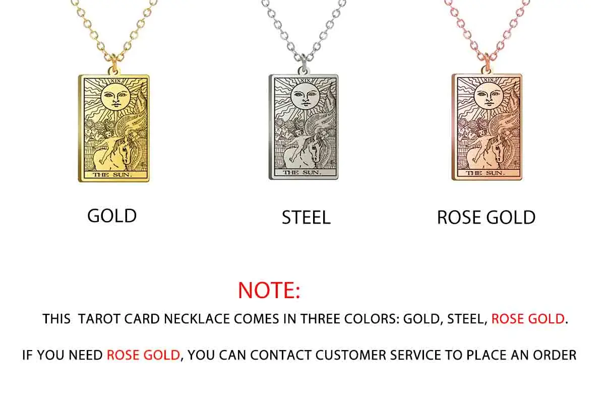 Stainless Steel Classic Tarot Pendant Necklace Major Cigano Fortune Telling Necklace Star/Moon/Death Symbol Pendant Accessory