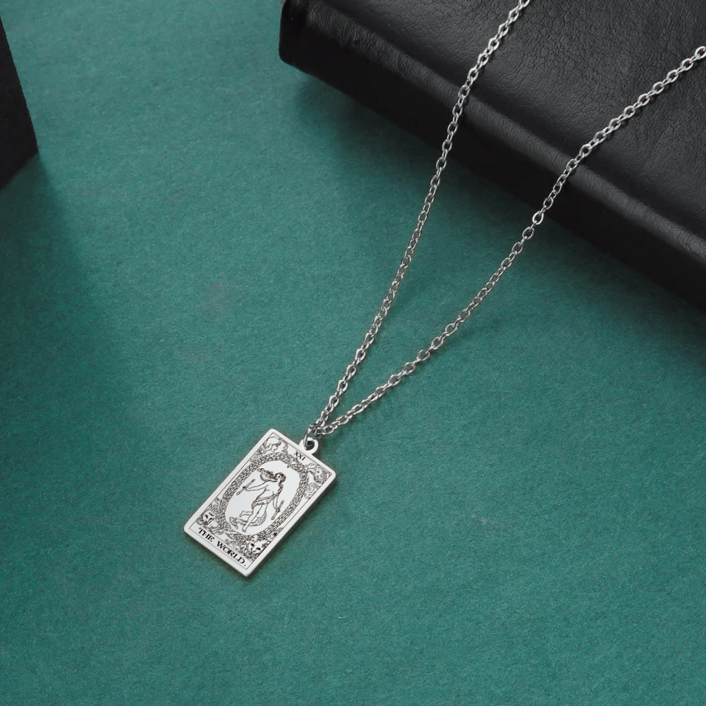 Stainless Steel Classic Tarot Pendant Necklace Major Cigano Fortune Telling Necklace Star/Moon/Death Symbol Pendant Accessory